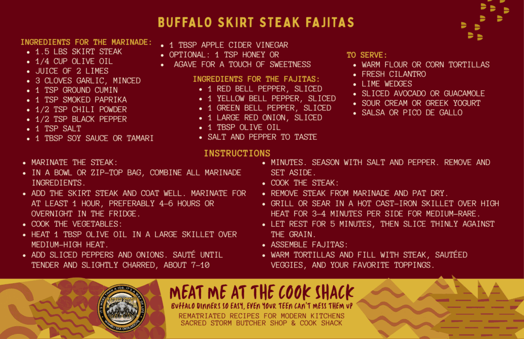 Buffalo Skirt Steak Fajitas Recipe