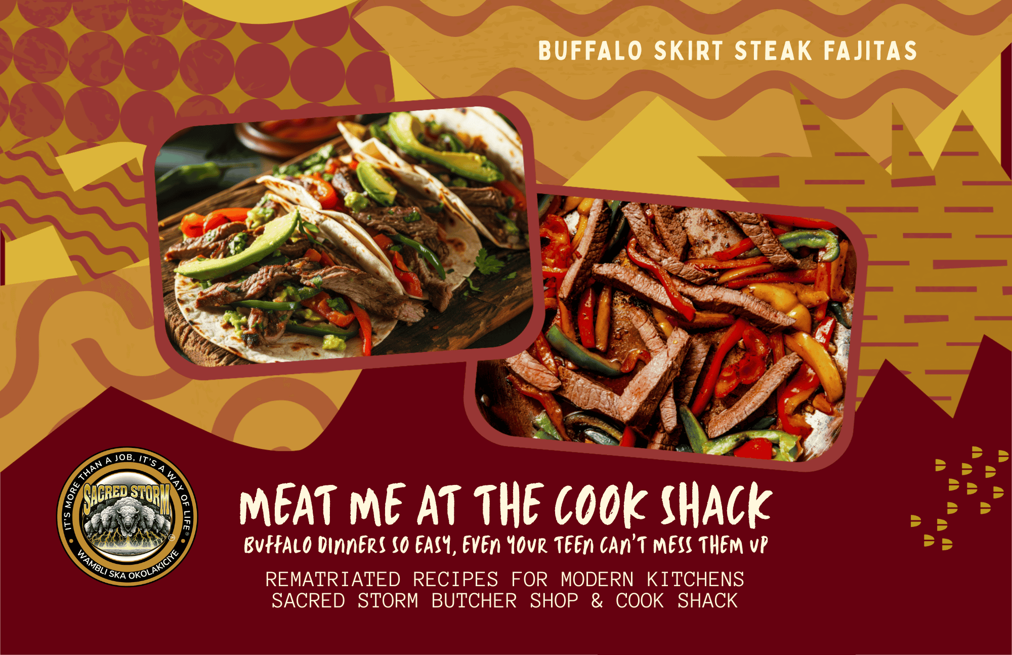 Buffalo Skirt Steak Fajitas from Sacred Storm Buffalo Recipe Cover Card
